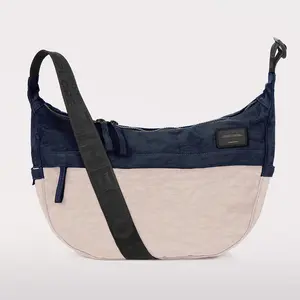 ZIMEGO EVERYWHERE CRESCENT II Two Tone Crescent Bag Crossbody Messenger for Unisex ZB807 Medium Nylon Sling Bag with Adjustable Strap & Mesh Pockets