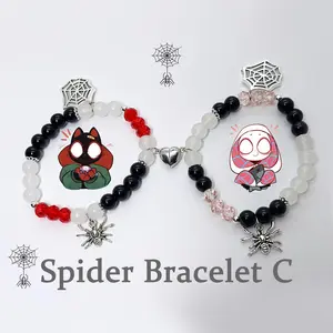 Spider Matching Bracelet for Couples Best Friends, Spider Magnet Couple Charm Bracelet for Best Friends, Set of 2 Halloween Christmas Friendship Bracelet Jewelry for Women Men