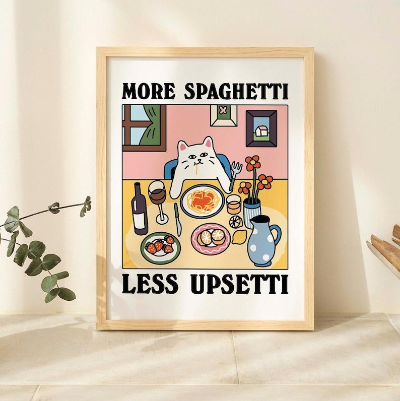 More Spaghetti Less Regretti Cat Poster, Retro Diner Poster, Bistro Dining Pasta Posters, Italian Kitchen Prints Decor, Poster Prints No Framed, Gifts For Cat Lovers, Art Prints, Wall Art Home Decor, Wall Posters