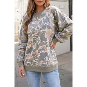 Camouflage Patchwork Long Sleeve Sweatshirt