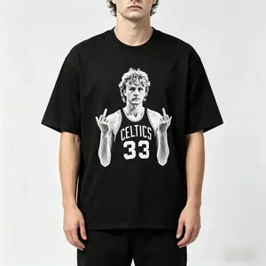 Larry Bird Celtics#33 Middle Finger Graphic Oversized T-Shirt| Retro Basketball Streetwear Tee1