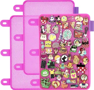 Enamel Pin Display Pages (3 PK) - Display and Trade Your Disney Collectible Pins in Any 3-Ring Binder - Pages Lay Flat with Pinbacks and NO Sagging! (Pink - Pins Not Included)