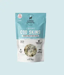 Canine Cravers Single Ingredient Air Dried Dog Treats – Wild Caught Crispy Cod Skins 4 oz Bag