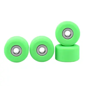 Apex 71D Urethane Fingerboard Wheels, New Street Shape, Ultra Spin Bearings - Flo Glo Green Colorway - Set of 4