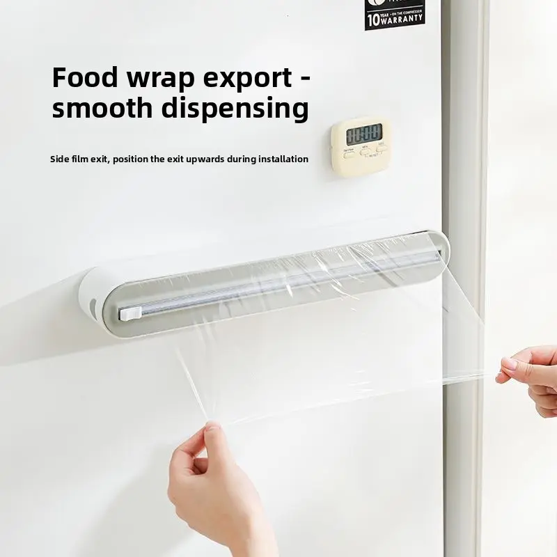 Food Grade Metal Magnetic Wrap Cutter Utensil, Double Suction Cling Film & Aluminium Foil Dispenser, Kitchen Organization Helper, Ideal for Home Cooking & Meal Prep, 1-Hand Easy Cutting, Utensils