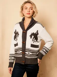 Women's Vintage Fashion Large Collar Sweater Jacket Knit Cardigan, Casual Style, Long Sleeve, Fall & Winter Wear