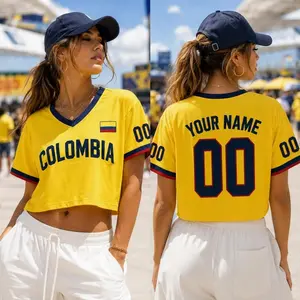 Personalized Colombia Soccer Croptop Jersey, Custom Name Number Football Crop Top, Women Game Day Fan Shirt, Colombia Sports Tee