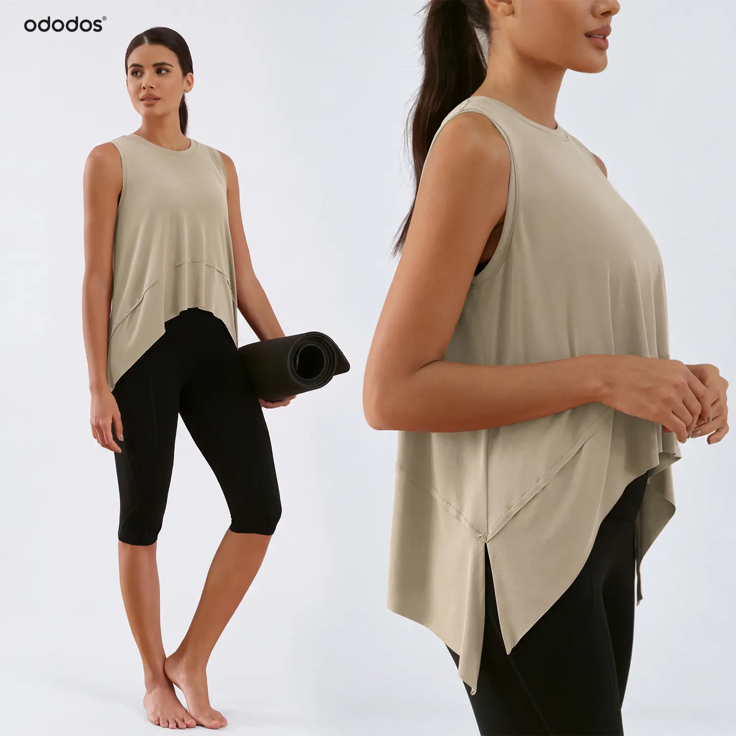 ODODOS Modal Sleeveless Crop Top for Women Athletic Yoga Tank Tee Activewear For Fitness