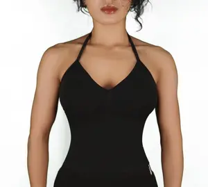 Impact Longline Strappy Tops Sports Yoga Vest Women Fitness Gym Workout Backless Scrunch Built-in Bra With Cups Athletic Activewear