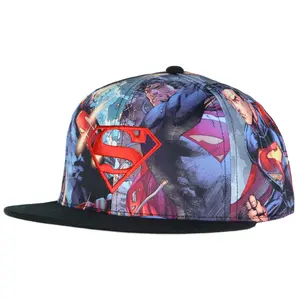 DC Comics Superman Logo Baseball Hat Adult Fighting Scenes Sublimated Adjustable Snapback Cap