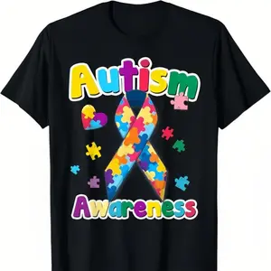 Autism Awareness T-Shirt/Sweatshirt – Ribbon & Puzzle Piece Design, Colorful, Printed in the USA