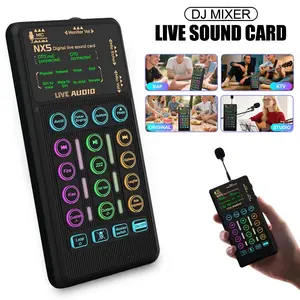Portable Audio Mixer, USB Audio Mixer, Voice Changer Device, Microphone Set, Live Streaming Sound Card, Noise Reduction, Compatible with Smartphones, Pcs, Tablets