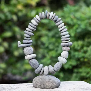 Hand-Made Mini Oval Balanced Stone Cairn