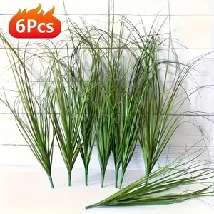 6pcs Outdoor Decorative Artificial Reed Grass Set, Realistic Plant Stems, Indoor & Outdoor Decoration, Home, Hotel, Office, Wedding, Party