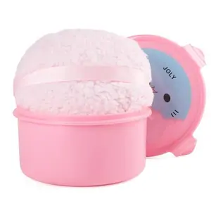 Extra Soft Powder Puff, 6" x 3" Large Body Powder Applicator, Dusting Powder Puffs with Loose Powder Container for Women (Pink)