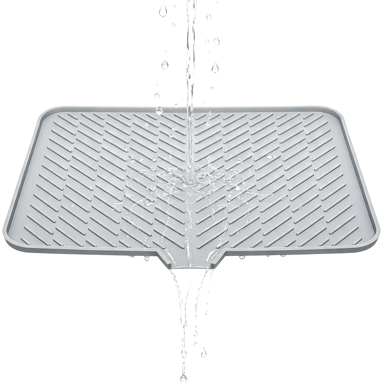 Silicone Dish Drying Mat with Drainage Spout – Large Food-Grade Kitchen Countertop Tray, Heat-Resistant Non-Slip Drying Board & Sink Organizer