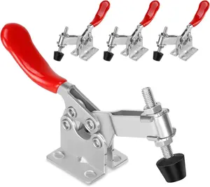4 Pack Toggle Clamps, Hold Down Clamp 220Lbs Holding Capacity Quick Release Horizontal Clamps 201B with Rubber  Tip for Woodworking Jigs and Fixtures, Welding, Drill Press, Crosscut Sled