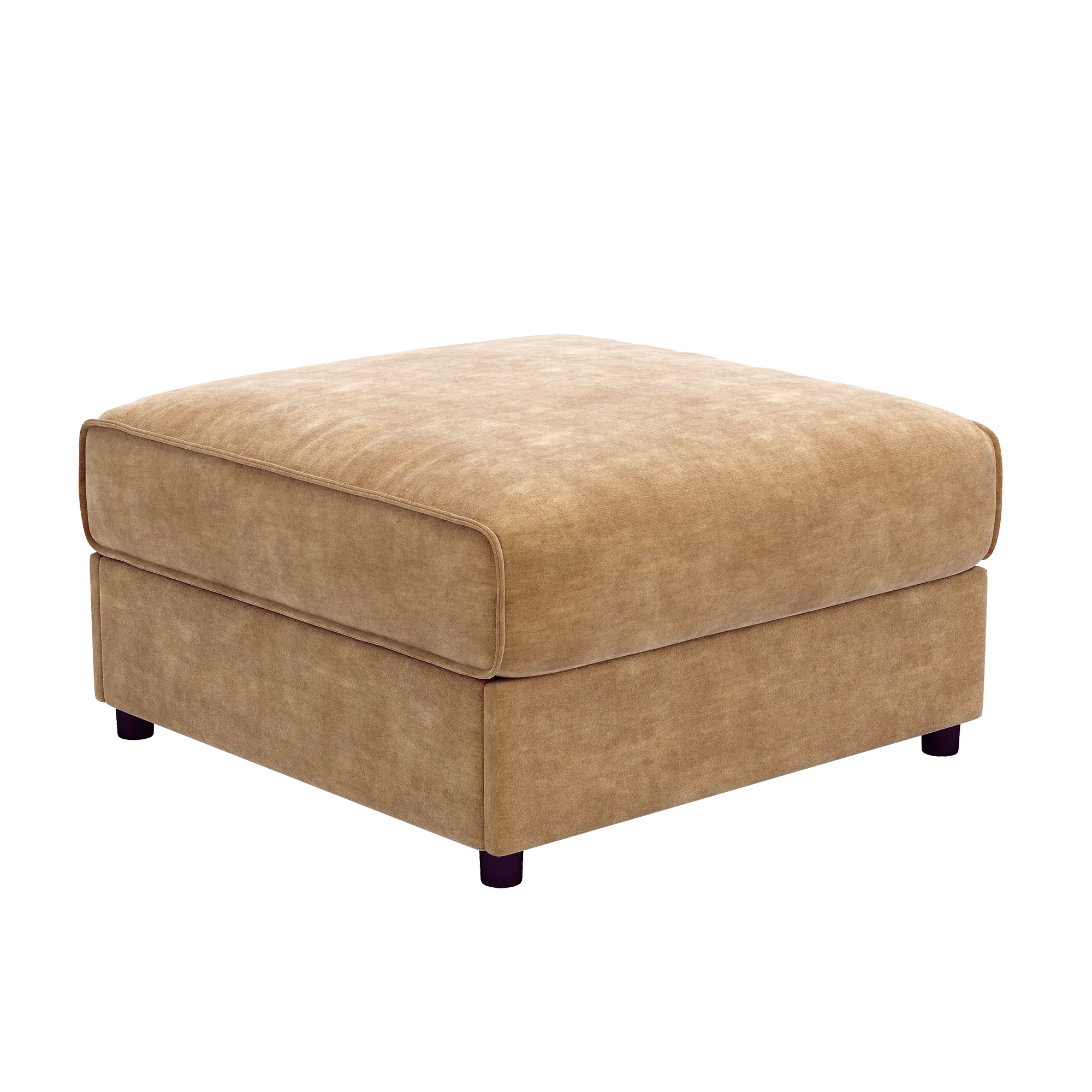 Camel Chenille Modular Storage Ottoman with Ergonomic Cylindrical Backrest and Hidden Compartments