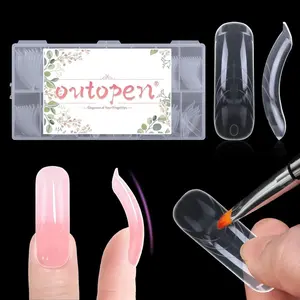 150pcs Long Curved Coffin Nail Forms Thicken Clear Coffin Shape Nail Mold for Polygel Acrylic Extension Full Cover Fake Press On Nail Molds for Beginners DIY Manicure,15 Sizes