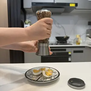 2pcs Heavy-Duty Stainless Steel Salt and Pepper Grinder Set with Adjustable Ceramic & Tall Glass Mills - Suitable for Sea Salt, Peppercorns, Spices - Modern Kitchen Mills for, Restaurants, for and Commercial Use