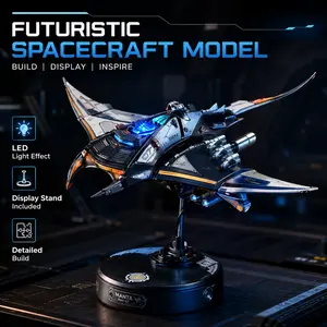 ROKR Mechanical Manta Ray 3D Model Puzzle MI06 - STEM Building Kit with LED Lights, Dual-Wing Biomimetic Flapping, Adult Desk Decor, Graduation Gift