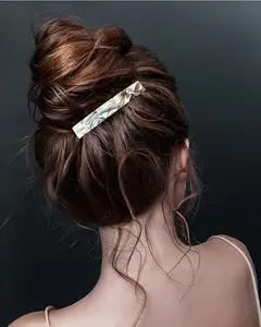 2PCS French Design Hair Barrette Tortoise Shell Celluloid Rectangle Hair Clips for Women