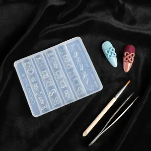 Nail Art Silicone Molds with Heart, Bowknot, Flower, Bear, Rabbit, Medical Themes, Y2K Style, Easy to Use, Reusable, Perfect for DIY Nail Designs