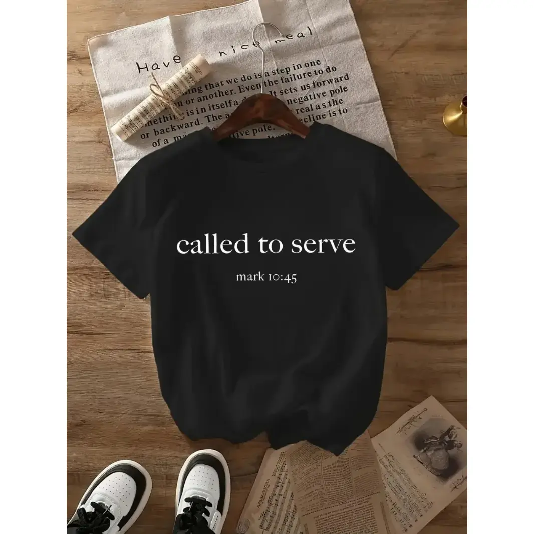 Womens Cotton Short Sleeve Graphic Tee Called To Serve Faith Inspired Christian Shirt Soft Casual Everyday Top For Church Sunday Worship Bible Study And Daily Wear