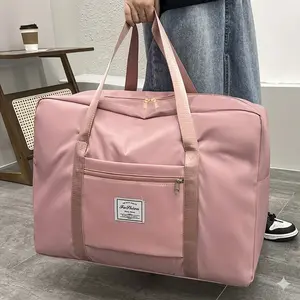 Large Capacity Oxford Cloth Storage Bag Travel & Gym Organizer Waterproof Clothes Storage Tote (Pink/Black)