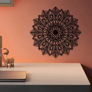 1pc Mandala Flower Metal Wall Art, Mandala Flower Statue Mural, Perfect for Bedroom Wall, Garden Wall, Living Room Wall, Boho Decor, Ideal Gift for Spiritual Seekers, Weather-Resistant Metal