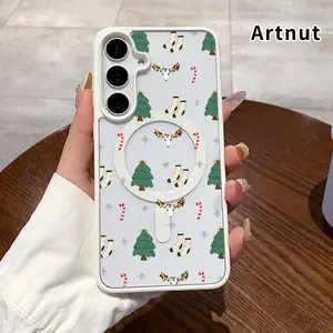 Magnetic Phone Case Phone Case Compatible with Samsung Galaxy S23 Ultra S24 Plus S25 S22+ FE Christmas Whimsy Tapestry Pattern Supports Wireless Charging Non-Yellowing Shockproof Clear Slim Protective Soft Case Transparent Acrylic Cover.