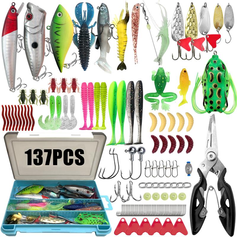 Fishing Lure Set, Crank Bait, Rotary Soft Plastic Worm Triple Hook Fish Hooks Lead Pendant Accessories, Durable Fishing Gear Kit, Artificial Fishing Lure