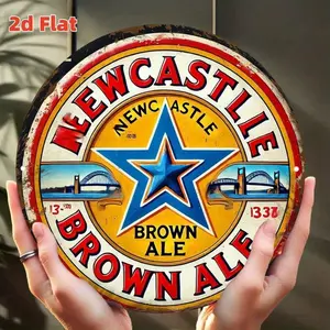Vintage Newcastle Brown Ale Metal Sign 8x8 Retro Pub Beer Tin Wall Decor Home Bar Cafe Man Cave Garage Home Decor Products