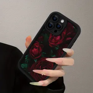 Phone case: Red Rose - Pattern Mobile Phone Case: Showcasing Exquisite Red Rose Prints. Thickened Full Body Protection, Shockproof and Anti - Fall Frosted TPU Soft Protective Shell. Ideal Birthday or Festival Gift for Men and Women. Compatible with