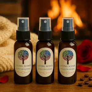 Giving Scents Comfy Couch 3 Scent Bundle - Coffee Cloud Story Time & Carmel Popcorn Aromas - 2 oz Sprays for Home or Car - Noble Cause Support - Three Distinct Scents for Various Moods
