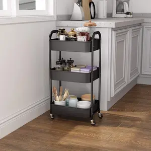 Tier Rolling Utility Cart with Caster Wheels,Easy Assembly, for Kitchen, Bath