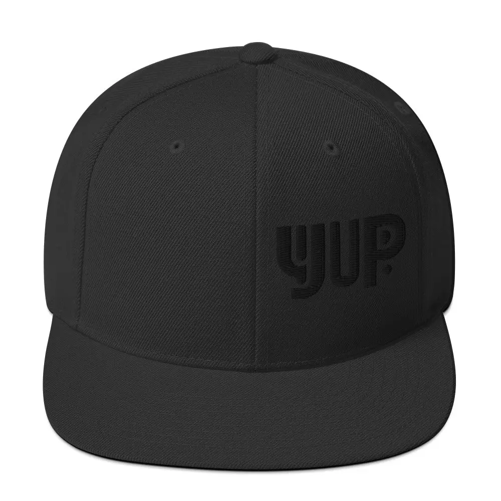 Yup Snapback Hat / Black on Black