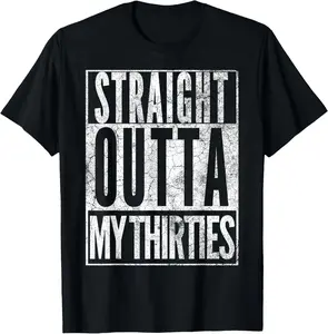 1986 Straight Outta My Thirties 40th Birthday Gift 40 Years T-Shirt Pure Cotton Graphic Tees Menswear Top: Gifts for Men & Women