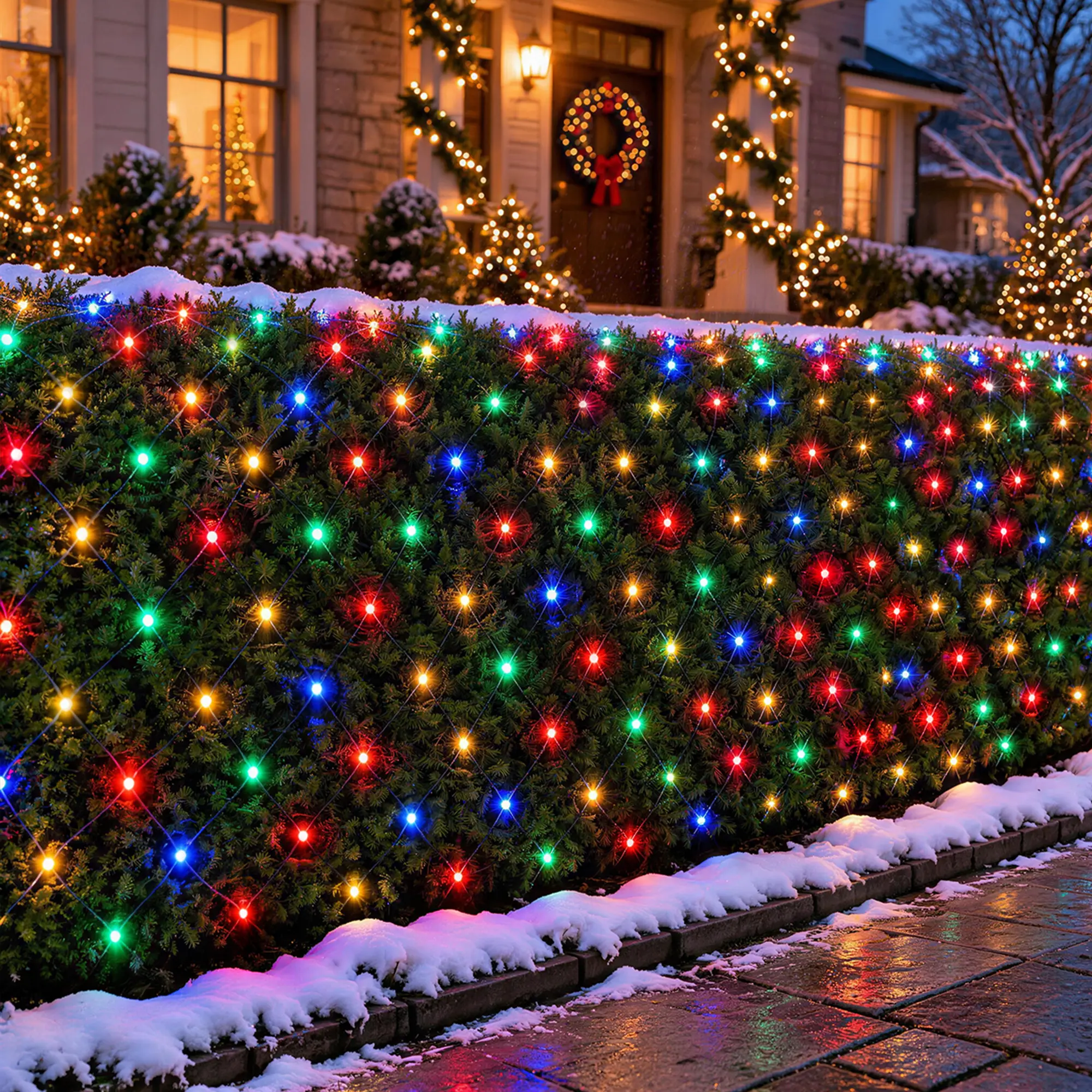 FLACCHI 300-LED Connectable Net Electronic Lights, 12x5 FT Green Wire with 8 Modes, Timer & Memory, Indoor-Outdoor Decorative for Holiday Decor, Christmas Decorations Party Supplies