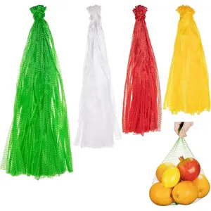 300 count  Mesh Nylon Netting with Loop Style Closures, Onion  Nylon Mesh Net Produce Grocery Toys Fruits Vegetables Storage Poly Bags, Seafood Bag,13.8-23.6 Inch 4 Sizes