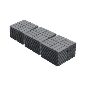 30 PCS Interlocking Deck Tiles Checker Pattern, 12" x 12" Square Light Gray Acacia Hardwood Outdoor Flooring for Patio, Bancony, Pool Side