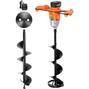 VEVOR 20V/40V Electric Ice Auger, 8 inch Diameter, 2 in 1 Battery Powered Ice Fishing Augers and Earth Auger Combo with Top Plate, Turbo High - Speed Cutting System and Blade GuardVEVOR Super Brand Day