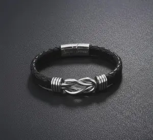 Braided Leather Bracelet (Black)