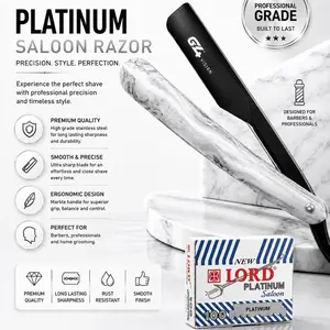 G4 Vision Professional Straight Razor Stainless Steel White Stone Design with 100 Replaceable Blades Ergonomic Handle for Smooth Shave Experience