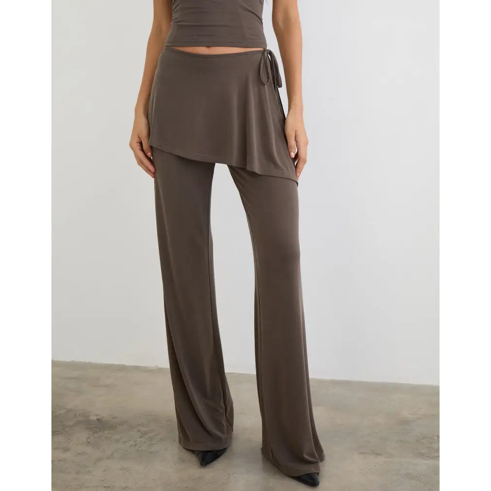 Amata Trouser Skirt in Cupro Dark Brown