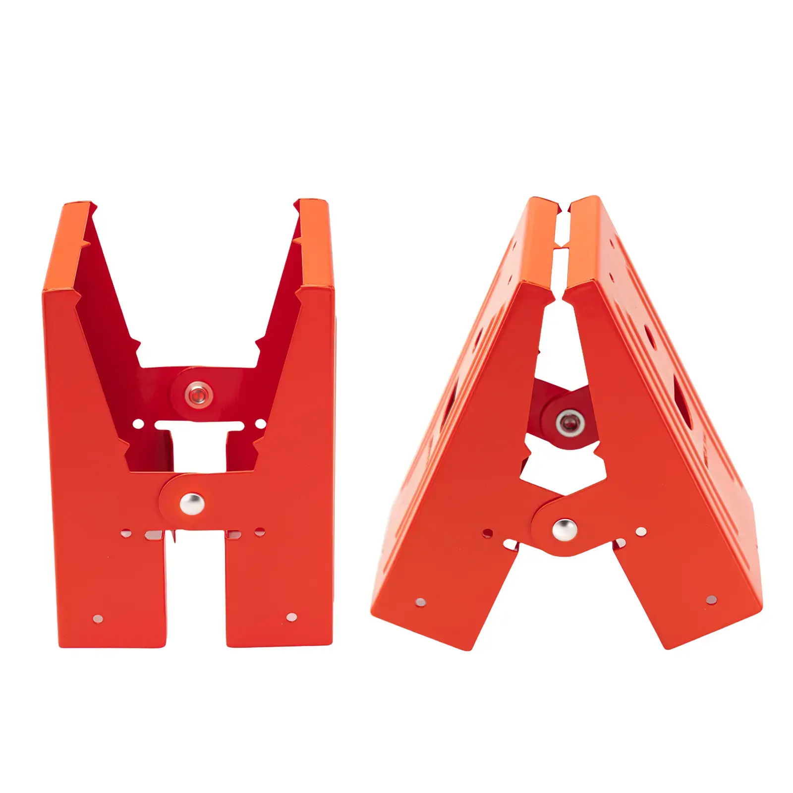 2-Pack Heavy-Duty Metal Sawhorse Support Brackets - Adjustable Down-Fix Clamp, Fast-Lock Fixed Clips, Clamp-Shape Woodworking Hardware for Workshop DIY Craft, Construction Jobsite Use