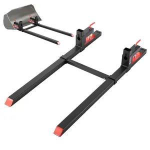 VEVOR Pallet Forks, 2000 lbs Clamp on Pallet Forks, 60-Inch Total Length Heavy-Duty Tractor Fork with Adjustable Stabilizer Bar for Tractor Attachments, Loader Bucket, and Skid Steer, Black