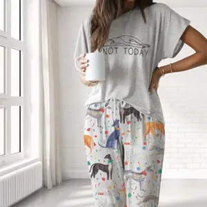 "Sighthound" Pajama Set – Premium Satin Sleepwear for Women – Soft Satin Comfort, Relaxed Fit, Dog Lover Loungewear Style