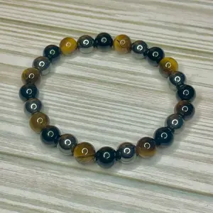 Tigers Eye+Hematite+Obsidian 8mm Bracelets for protection, mental strength, grounding