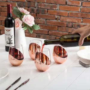 Modern Copper Stemless Wine Glasses, Set of 4